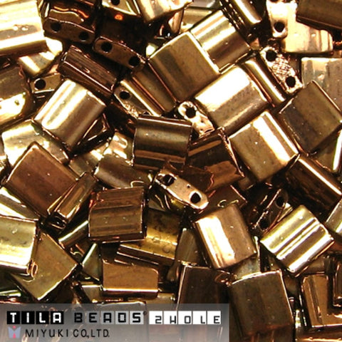BeadsBalzar Beads & Crafts (MTL-0457) MIYUKI TILA BEADS METALLIC DK.BRONZE (7.1 GMS)