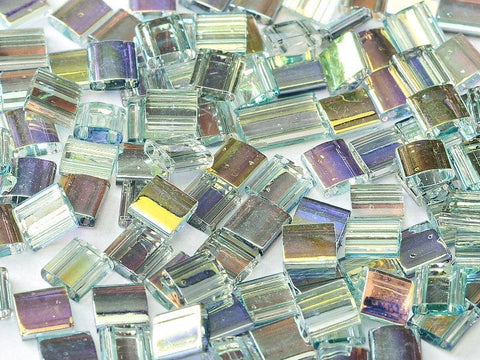 BeadsBalzar Beads & Crafts (MTL-55025) MIYUKI TILA BEADS CRYSTAL BLUE RAINBOW (7.1 GMS)