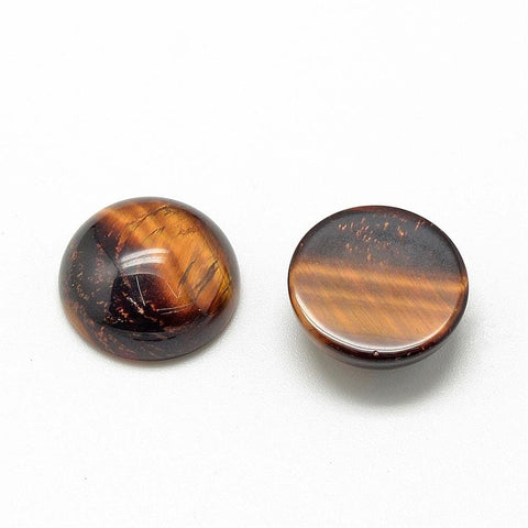 BeadsBalzar Beads & Crafts Natural Tiger Eye (BC8035-35) (BC8035-X) Natural & Synthetic Cabochons, Half Round/Dome 10mm (4 PCS)