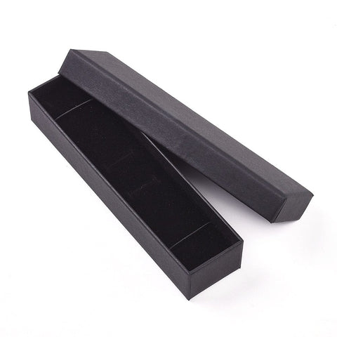 BeadsBalzar Beads & Crafts (NB8551-96) Kraft Paper Jewelry Boxes, with Sponge, Black 4.5x18cm (1 PC)