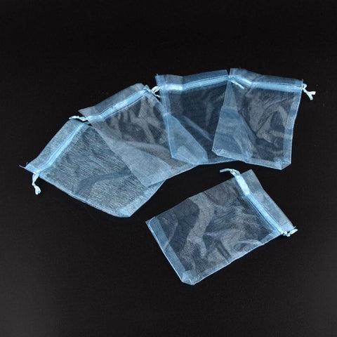 BeadsBalzar Beads & Crafts (OB1911B) SKYBLUE (OB1911X) Organza Bags, Rectangle,10X15cm long (10 PCS)