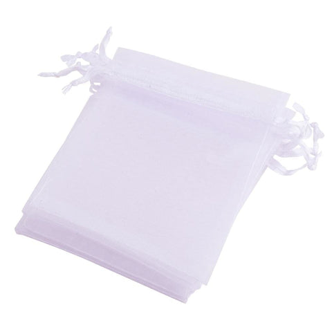 BeadsBalzar Beads & Crafts (OB1911D) WHITE (OB1911X) Organza Bags, Rectangle,10X15cm long (10 PCS)