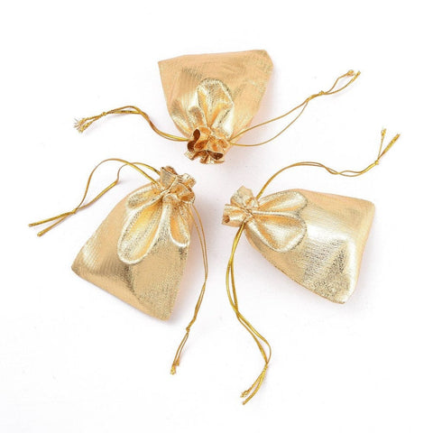 BeadsBalzar Beads & Crafts (OB8261-02) Organza Bags, Rectangle, Gold Size: about 9cm long, 7cm wide (10 PCS)