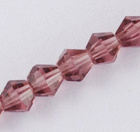 BeadsBalzar Beads & Crafts OLD ROSE (BE5545C) (BE5545-X) Imitation Bicone Beads, Faceted Bicone 2x3mm (1 STR)