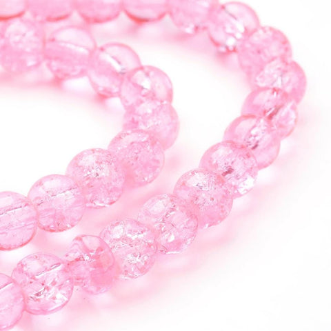 BeadsBalzar Beads & Crafts (PB7259-02) HOT PINK (PB7259-X) Spray Painted Crackle Glass Beads , Round, 6mm