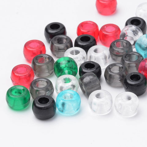 BeadsBalzar Beads & Crafts (PB8002-M) Transparent Plastic Beads, Column, Mixed Color 9x6mm (15 GMS)