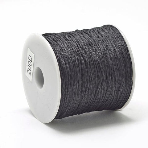 BeadsBalzar Beads & Crafts (PC7044-01) BLACK (PC7044-X) Polyester Cords Macrame Thread, 0.8mm (+/- 120 METS)