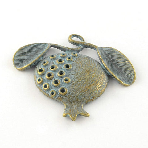 BeadsBalzar Beads & Crafts (PE3720) Metal Pomegranate charm (2 PCS)