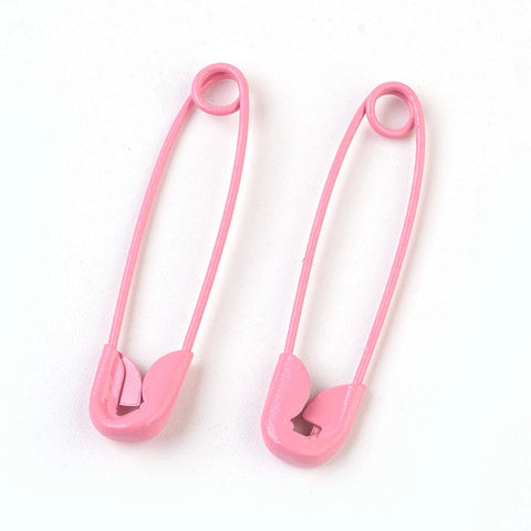 BeadsBalzar Beads & Crafts PINK (SP8288-E15) (SP8288-X) Iron Safety Pins, 7mm wide, 30mm long, 2mm thick, pin: 0.7mm (10 PCS)