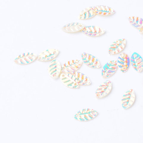 BeadsBalzar Beads & Crafts (PP7020A) Plastic Paillette Links, Sequins Beads, Leaf, Creamy White 8.5mm (20 GMS)