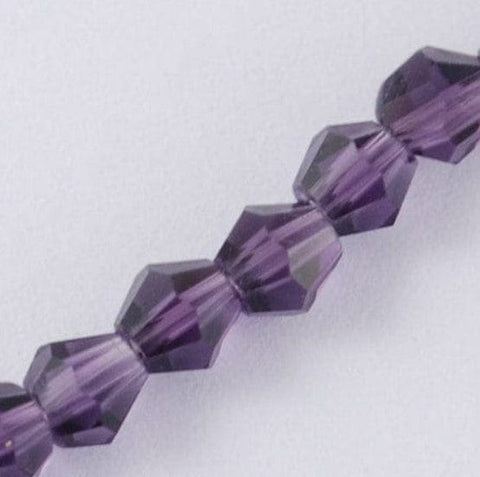 BeadsBalzar Beads & Crafts PURPLE (BE5545E) (BE5545-X) Imitation Bicone Beads, Faceted Bicone 2x3mm (1 STR)