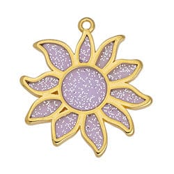 BeadsBalzar Beads & Crafts PURPLE (GQF8710-GP) (GQF8710-X) Alloy Flower motif vitraux pendant 28x29mm (1 PC)