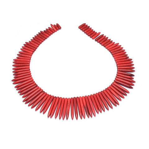 BeadsBalzar Beads & Crafts RED (TB8025-10F) (TB8025-X) Synthetic Turquoise Graduated Spike Beads 20~49mm (1 STR)