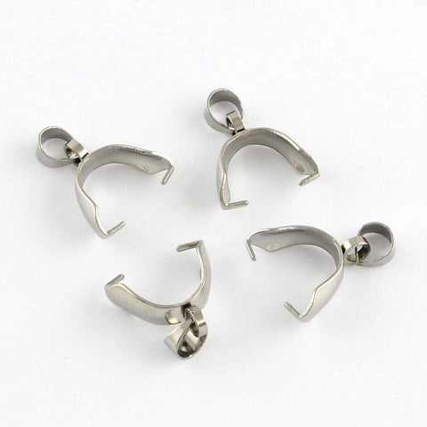 BeadsBalzar Beads & Crafts (SB5399) 304 Stainless Steel Ice Pick & Pinch Bails, Stainless Steel Color 9MM