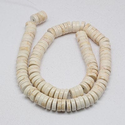 BeadsBalzar Beads & Crafts (SB6040C) Synthetic Turquoise Beads Strands, Heishi Beads, Dyed, Flat Round-Disc, Ivory Size: about 8mm