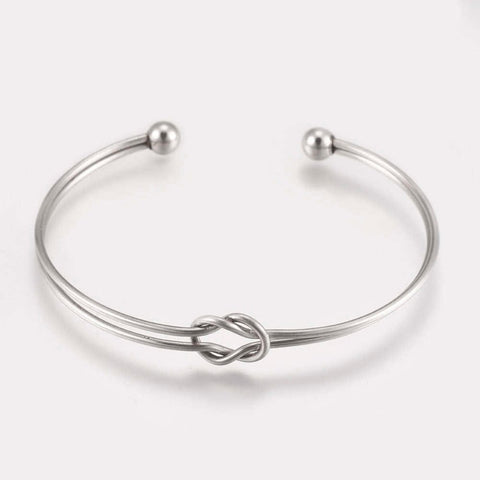 BeadsBalzar Beads & Crafts (SB8117-18P) 304 Stainless Steel Cuff Bracelets, Knot, 4.7x6.3cm (1 PC)