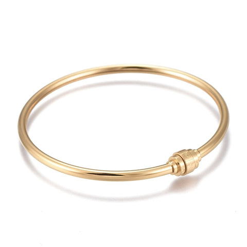 BeadsBalzar Beads & Crafts (SB8213-03B) Ion Plating(IP) 304 Stainless Steel Torque Bangles, 520 Password Unlock (1 PC)