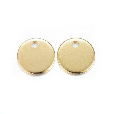 BeadsBalzar Beads & Crafts (SC5529) 304 Stainless Steel, Blank Stamping Tag, Golden 10MM (10 PCS)
