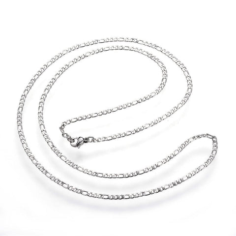 BeadsBalzar Beads & Crafts (SC6586B) 304 Stainless Steel Figaro Chain Necklaces, with Lobster Clasp, Stainless Steel Color Size: about 19.7"(50cm) long, 2mm wide