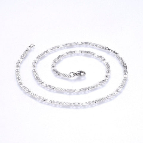 BeadsBalzar Beads & Crafts (SC6616C) 304 Stainless Steel Mariner Link Chains Necklaces, Stainless Steel Color (50cm) long