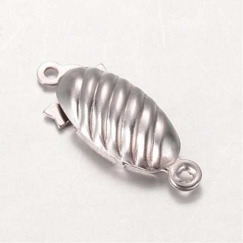 BeadsBalzar Beads & Crafts (SC7697-05) Oval 304 Stainless Steel Box Clasps, 8x21mm (2 SETS)