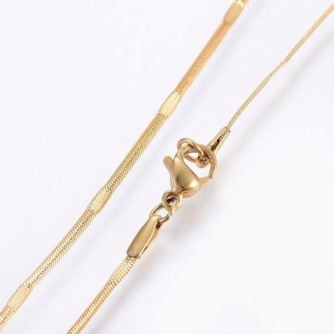 BeadsBalzar Beads & Crafts (SC7949-X) 304 Stainless Steel Flat Snake Chain Necklace (45cm)