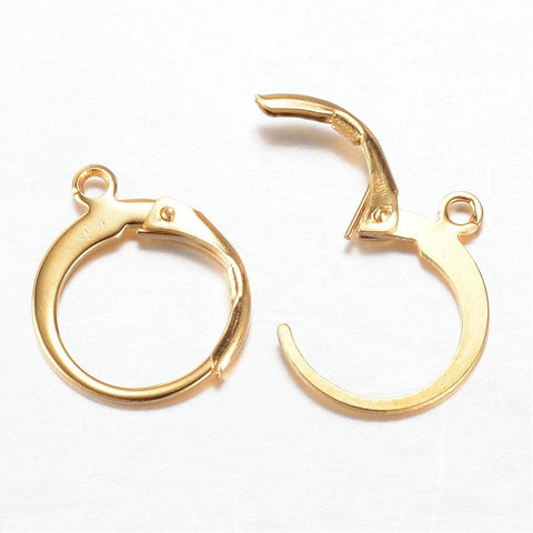 BeadsBalzar Beads & Crafts (SE5274) 304 Stainless Steel Leverback Earring, Golden 14MM (2 pairs)