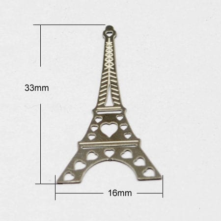 BeadsBalzar Beads & Crafts (SE5757) Eiffel Tower 202 Stainless Steel Pendants, 33mm (4 PCS)