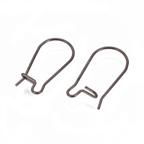 BeadsBalzar Beads & Crafts (SE6482A) 304 Stainless Steel Hoop Earrings Findings , Gunmetal Size: about 10mm wide, 20mm long, (4 PCS)