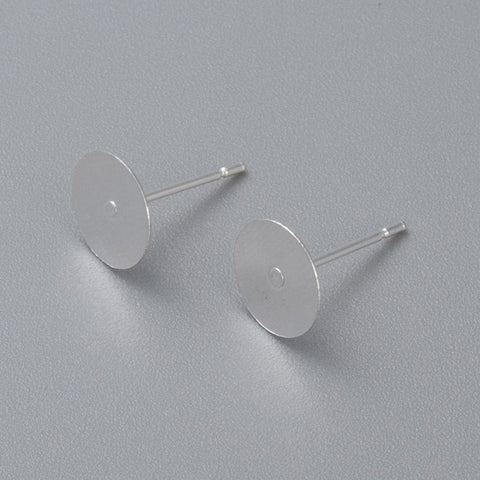BeadsBalzar Beads & Crafts (SE7288A) 304 Stainless Steel Stud Earring Findings, Flat Round, Silver 8x0.8mm (10 pcs)