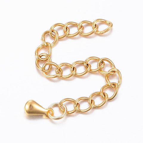 BeadsBalzar Beads & Crafts (SE7424G) 304 Stainless Steel Chain Extender, Golden 55~63mm (2 PCS)