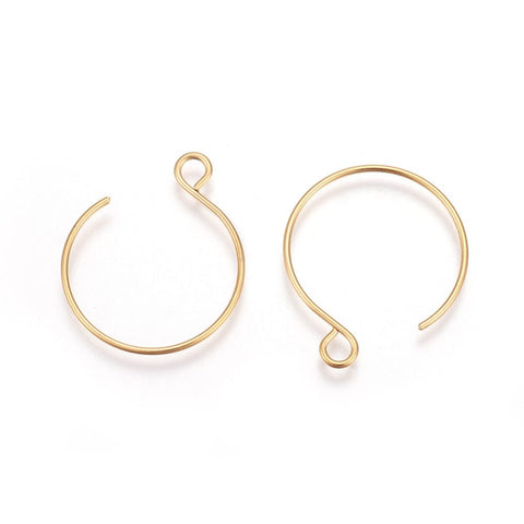 BeadsBalzar Beads & Crafts (SE7904G) Vacuum Plating 304 Stainless Steel Earring Hooks, Ear Wire, Golden 18x22mm (4 PCS)