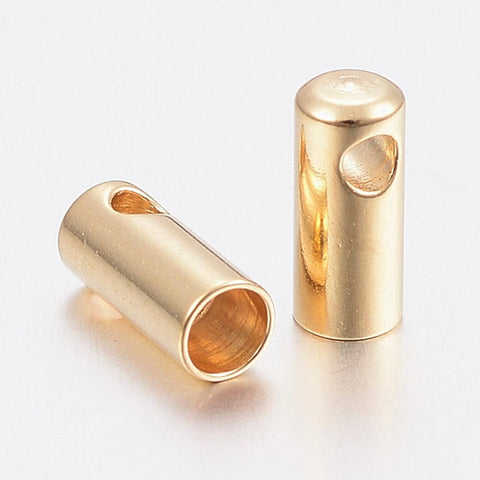 BeadsBalzar Beads & Crafts (SE8237-14C) 304 Stainless Steel Cord Ends, Golden 7.5x2.8mm (10 PCS)