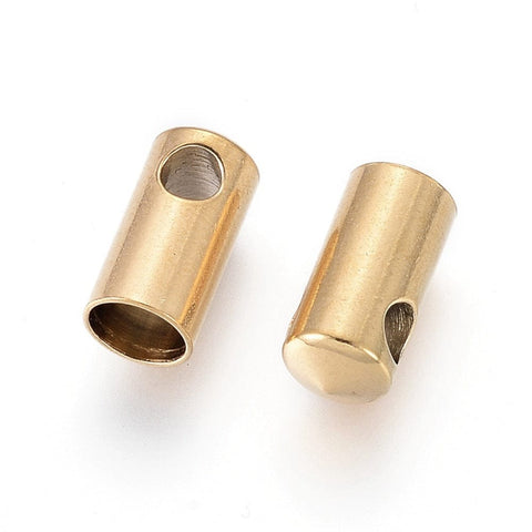 BeadsBalzar Beads & Crafts (SE8355-X) Ion Plating(IP) 304 Stainless Steel Cord Ends, End Caps, Column, Golden (10 PCS)