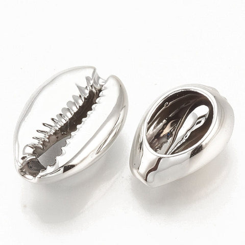 BeadsBalzar Beads & Crafts (SH5512C) Electroplated Sea Shell Beads, Cowrie Shells, Silver , 15~18mm