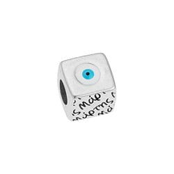 BeadsBalzar Beads & Crafts SILV.ANT/WHITE (GQC8058-SAW) (GQC8058-X) Alloy Bead 10mm cube ''Μάρτης'' Φ5mm (1 PC)