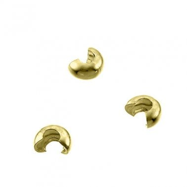 BeadsBalzar Beads & Crafts SILVER 925 3 MICRON GOLD PLATED (925-C24-3GP) (925-C24-X) Sterling silver 4,5mm crimp covers (4 pcs)