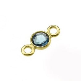 BeadsBalzar Beads & Crafts SILVER 925 - 3 MICRON GOLD PLATED (925-L119-3GP) (925-L119-X) SILVER 925 4MM SET LONDON BLUE TOPAZ BRIOLETTES 2 RINGS (1 PC)