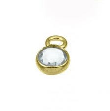 BeadsBalzar Beads & Crafts SILVER 925 - 3 MICRON GOLD PLATED (925-P120-3GP) (925-P120-X) SILVER 925 4MM SET SKY BLUE TOPAZ HYDROTHERMAL QUARTZ 1 RING (1 PC)