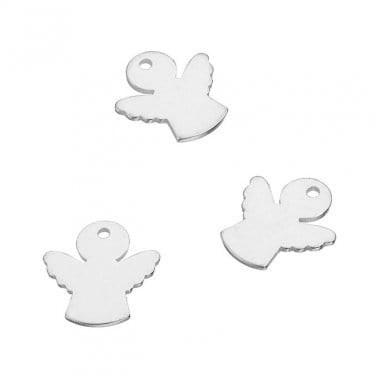 BeadsBalzar Beads & Crafts SILVER 925 (925-AP70-S) (925-AP70-X) SILVER 925 10MM ANGEL CHARMS WITH 1 HOLE (2 PCS)