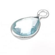 BeadsBalzar Beads & Crafts SILVER 925 (925-D105-S) (925-D105-X) SILVER 925 6MM SKY BLUE TOPAZ HYDROTHERMAL QUARTZ SET DROP SHAPED BRIOLETTES RING (1 PC)