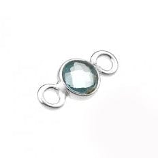BeadsBalzar Beads & Crafts SILVER 925 (925-L117-S) (925-L117-X) SILVER 925 4MM SET SKY BLUE TOPAZ HYDROTHERMAL QUARTZ 2 RINGS (1 PC)