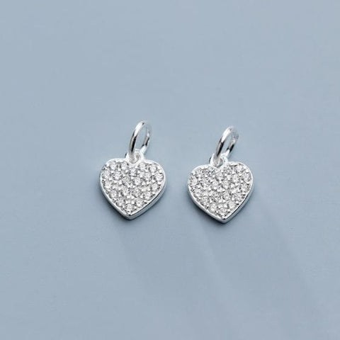 BeadsBalzar Beads & Crafts SILVER (925-BH09-S) (925-BH09-X) DIY CZ Heart 925 Sterling Silver Charms (1 PC)
