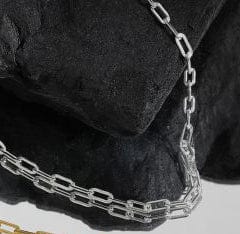 BeadsBalzar Beads & Crafts SILVER (925-BN16-S) (925-BN16-X) Simple Geometry Hollow Chain 925 Sterling Silver Choker Necklace (1 PC)