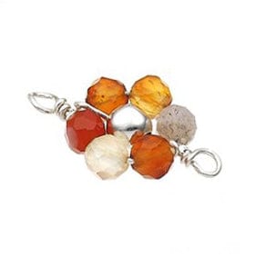 BeadsBalzar Beads & Crafts SILVER 925 / CORNELINE STONE (925-F98-SR) (925-F98-X) SILVER 925 WIRED 10MM STONE FLOWER CHARMS WITH 2 RINGS (1 PC)