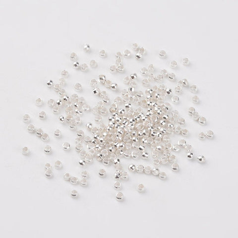 BeadsBalzar Beads & Crafts SILVER PLATED (CB1710D) (CB1710X) Economy Brass crimp beads 2x1.2mm (5 GMS)