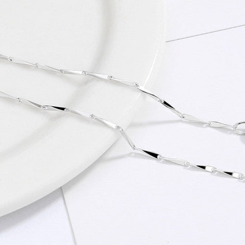 BeadsBalzar Beads & Crafts (SILVP-8449-B) 925 Sterling Silver Bar Link Chain Necklace, Silver, 40cm (1 PC)