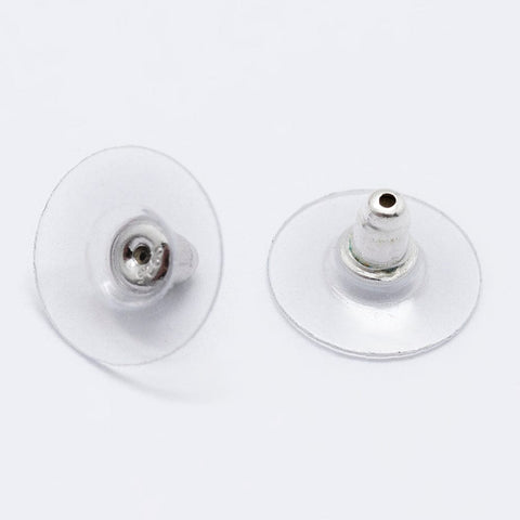 BeadsBalzar Beads & Crafts (SILVP-8464-P) 925 Sterling Silver Ear Nuts, Carved 925, Platinum 6.5x12mm (2 PAIRS)