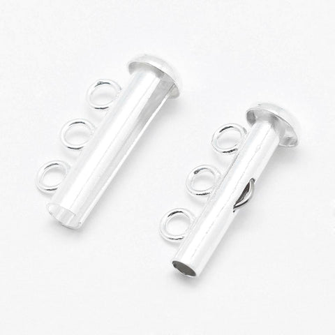 BeadsBalzar Beads & Crafts (SILVP-8465-02) Sterling Silver Slide Lock Clasps, Carved 925 Silver 11x19.5mm (1 SET)