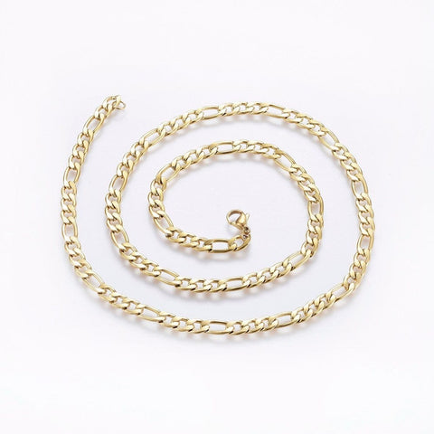 BeadsBalzar Beads & Crafts (SN6926A) 304 Stainless Steel Figaro Chain Necklaces, Golden 5.5mm wide (60cm)